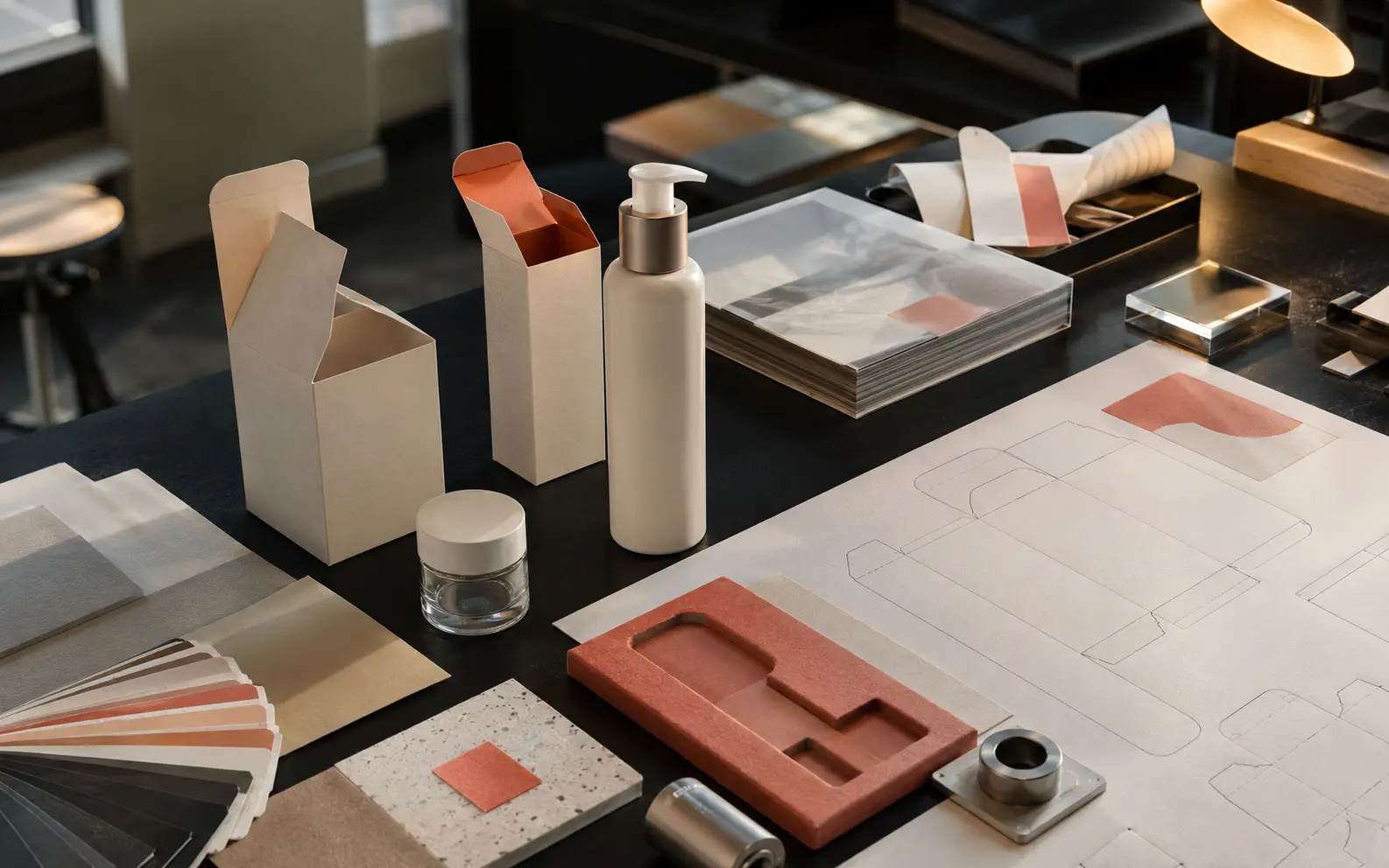 Sviluppo di packaging cosmetico con prototipi, materiali e fustelle