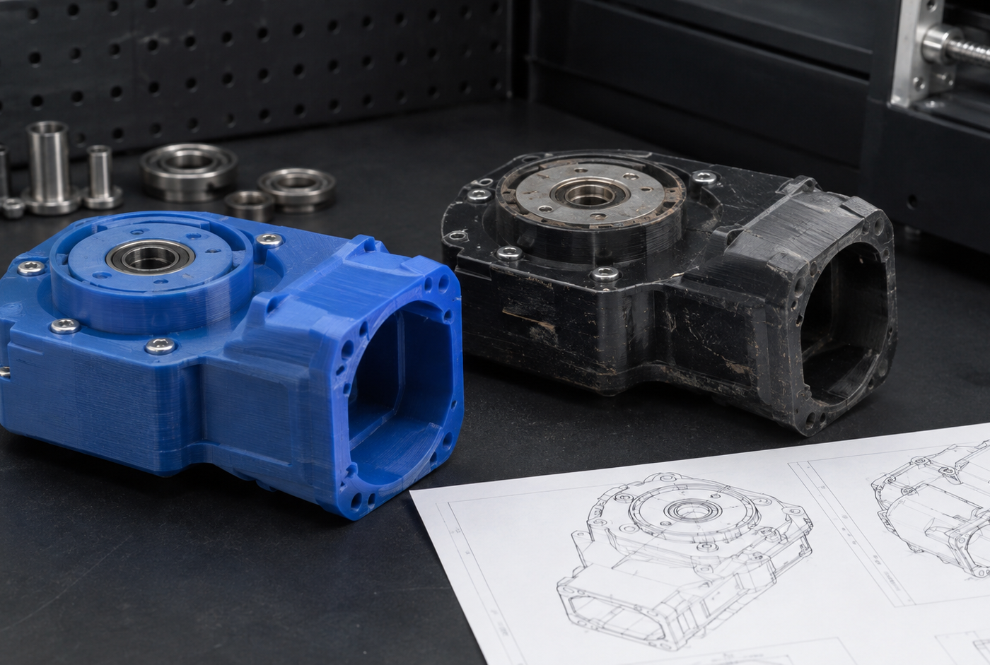 Ricambio industriale fuori produzione ricostruito con modellazione e stampa 3D