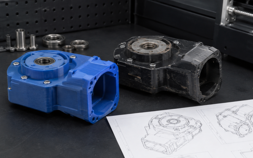 Ricambio industriale fuori produzione ricostruito con modellazione e stampa 3D